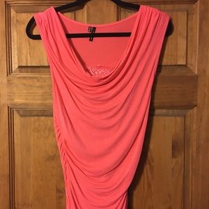 Pink top with lace cami detail